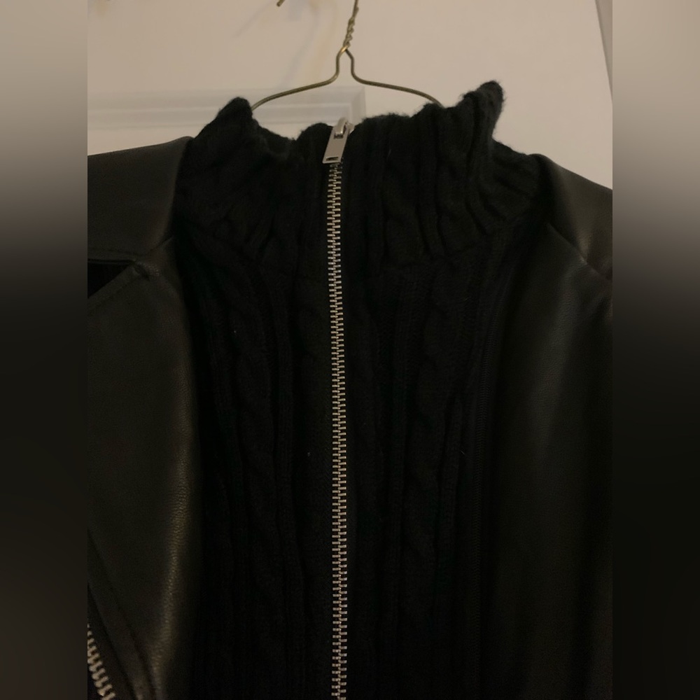 Black Leather Jacket With Wool Layer Underneath - image 4